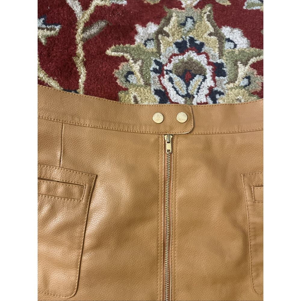 Free People 8 M Faux Vegan Leather Mini Skirt Camel Brown Boho Indie Festival - Picture 4 of 10